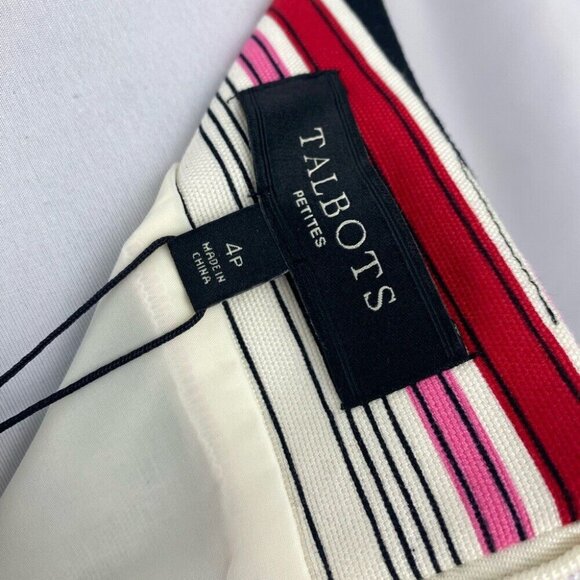 Talbots Women's NWT Pink Black Striped Ribbon Career Pencil Skirt Size 4P/W30 - Picture 10 of 15